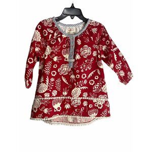 Hatley Red Floral Long Sleeve Girls Tunic Top Size 4